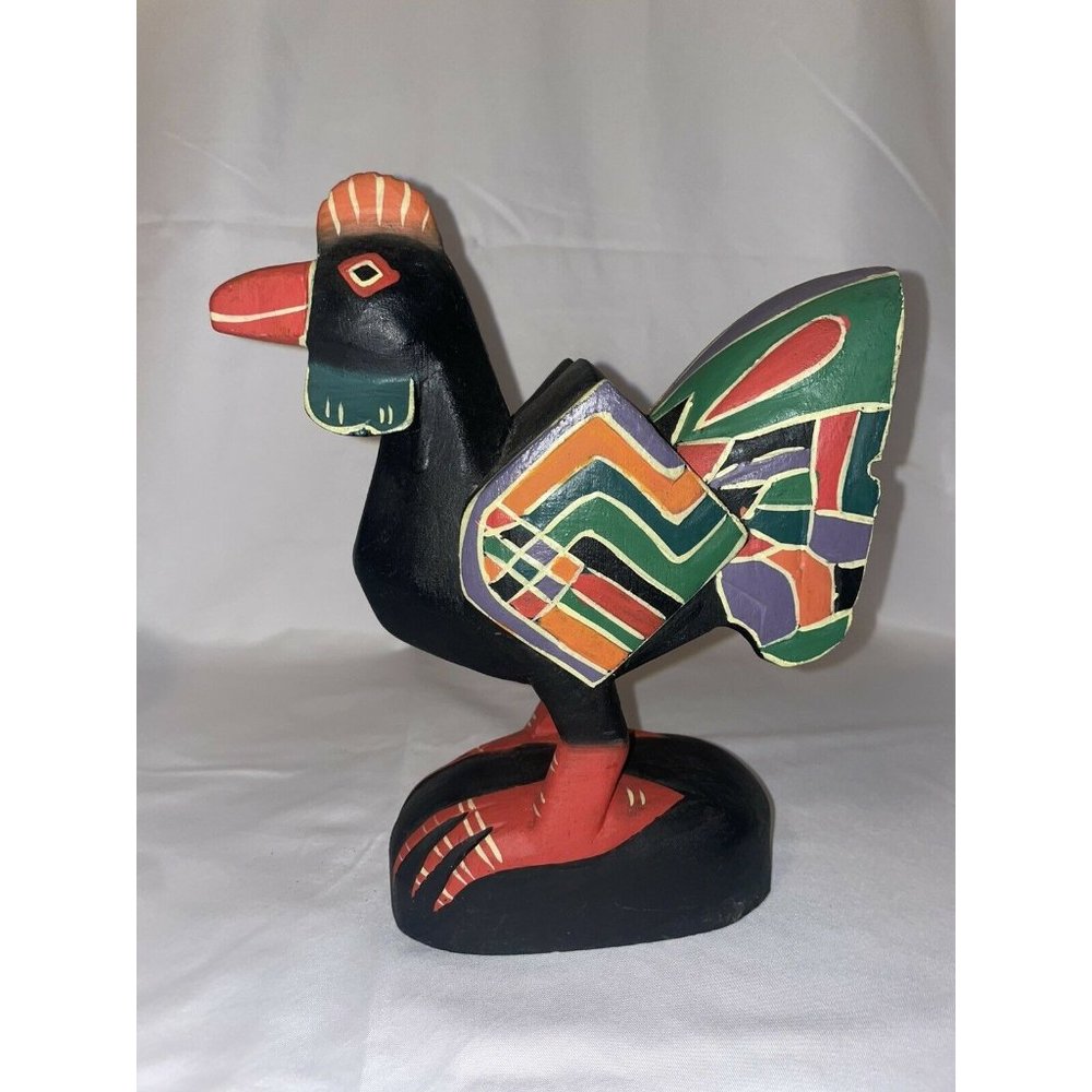 Pier 1 Carved Wood, Rustic, Folk Art Rooster, Farmhouse Décor
